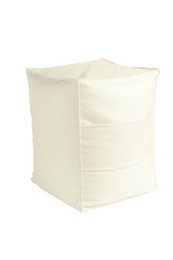 Cream-colored outdoor pouf, square shape, measures 40x40x50cm, suitable for use as a cushion or extra seating.