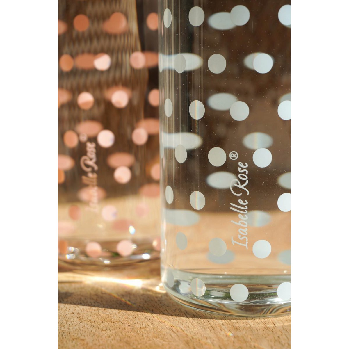Flacon verre pois roses 550 ml sans BPA Isabelle Rose