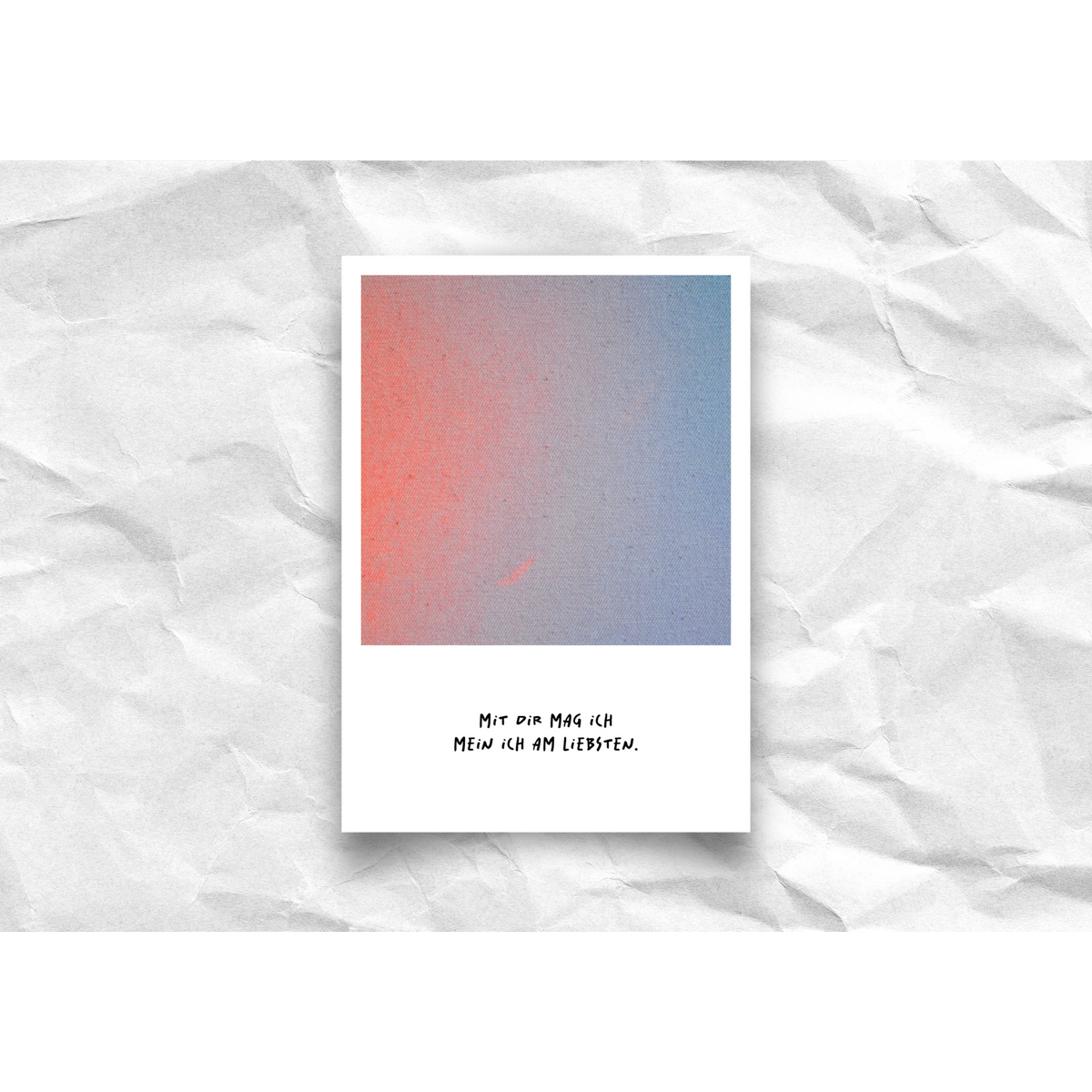 Ansichtkaart "With you I like my self best" - Polaroid-ontwerp, gerecycled papier A6