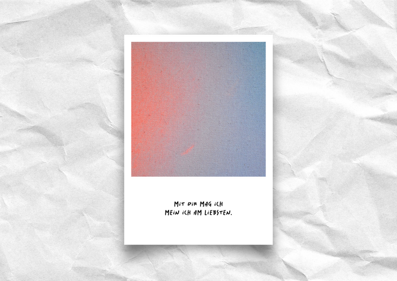 Ansichtkaart "With you I like my self best" - Polaroid-ontwerp, gerecycled papier A6
