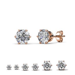 Solitaire M oorbellen - rosé goud en kristal