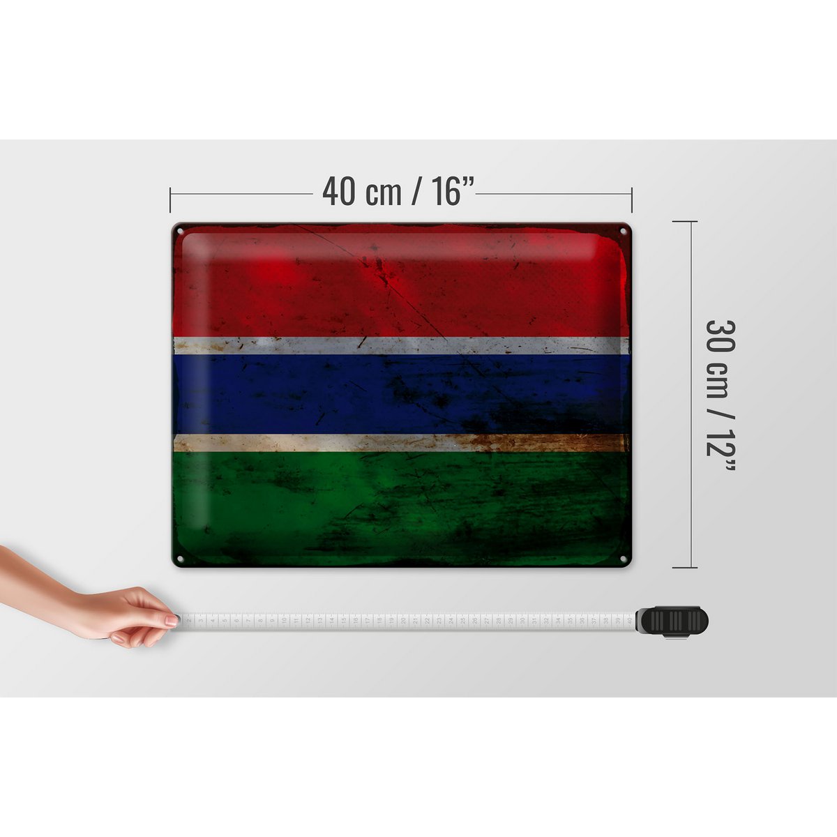 Blechschild Flagge Gambia 40x30cm Flag of the Gambia Rost