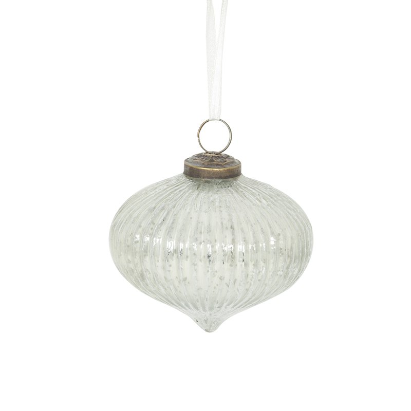 Weihnachtskugel, silberne Farbe, Glas, 10 cm, veranlasst