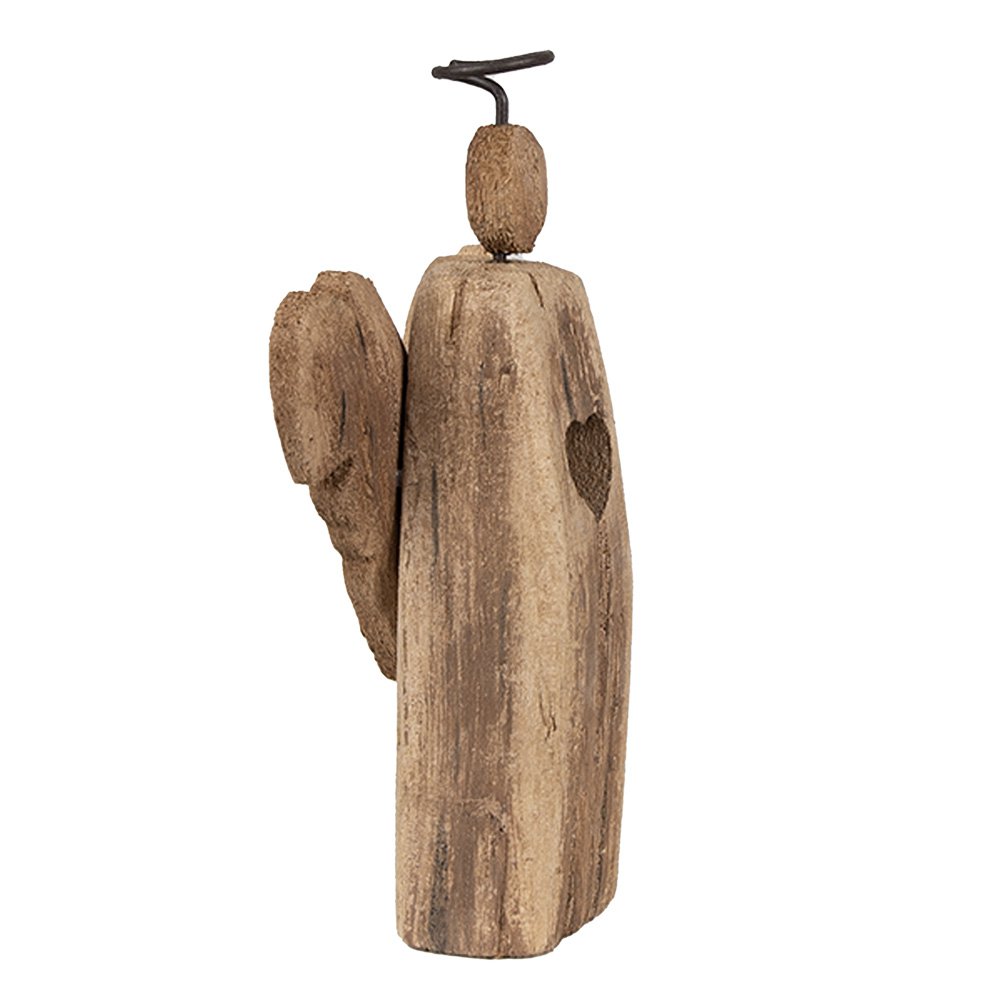 Deko-Statue Engel 22 cm aus braunem Holz