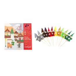 Set of 7 colorful felt star-shaped Christmas ornaments, available in 7 different colors.