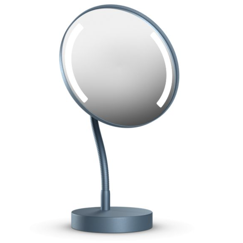 Illuminated mirror with stand and gooseneck