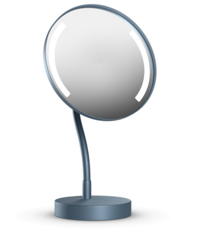 Illuminated mirror with stand and gooseneck