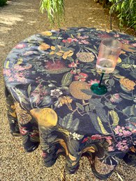 Rund dug, hør-bomuldsblanding, trykt | Eksotisk nat