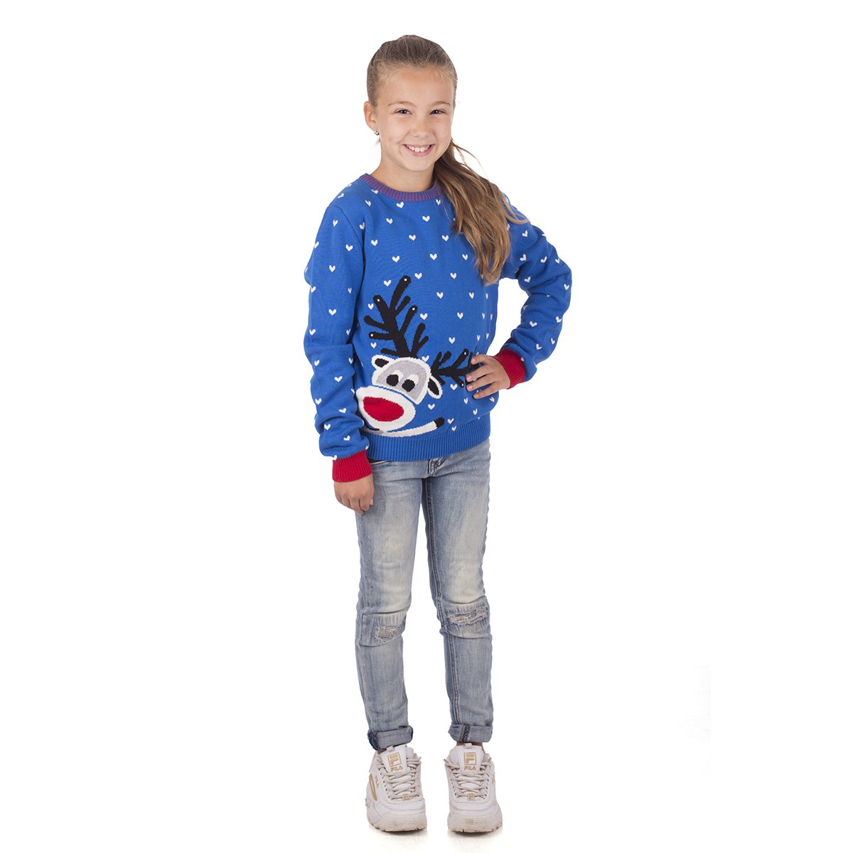 Świąteczny sweter dzieci - Reindeer Blue
