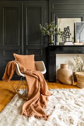 Plaid coton SUZETTE 130x160cm, taupe
