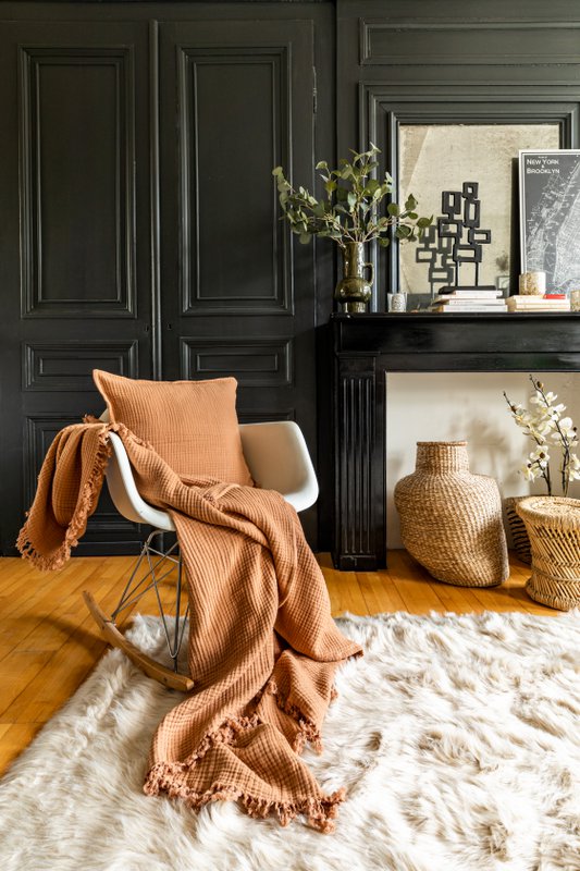 Plaid coton SUZETTE 130x160cm, taupe