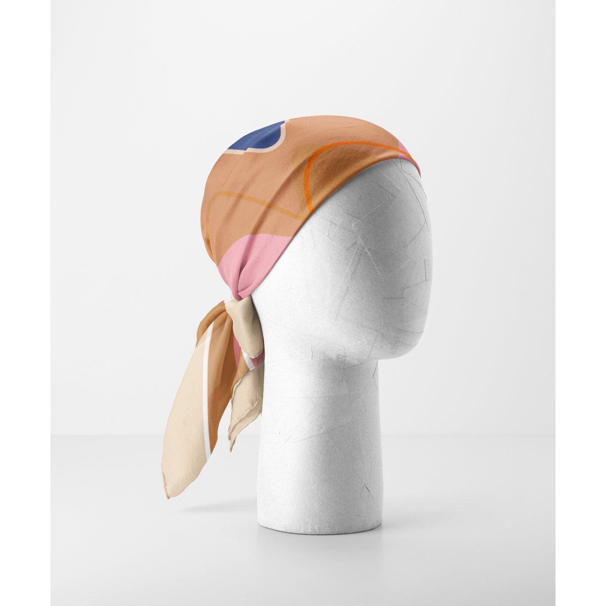 Pañuelo cuadrado de seda - MUSE 67*67 cm - Beige/Rosa