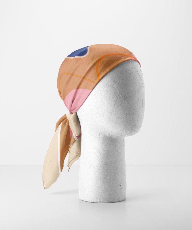 Silke firkantet tørklæde - MUSE 67*67 cm - Beige/Rose