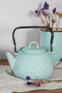 Emaille Kessel Polka Dot Blue 2,5L Isabelle Rose