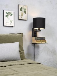 Wandlamp Florence planke+usb+kap 1815 sort