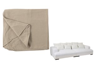 J-Line Bezug für Sofa + 9 Kissen, tiefes Monaco-Leinen, XXL, natürlich