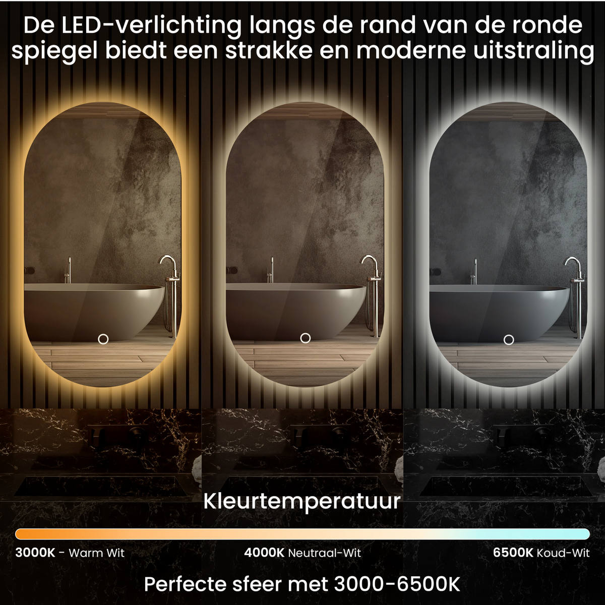 LED-badkamerspiegel Lumoire Lux ovaal 50 cm