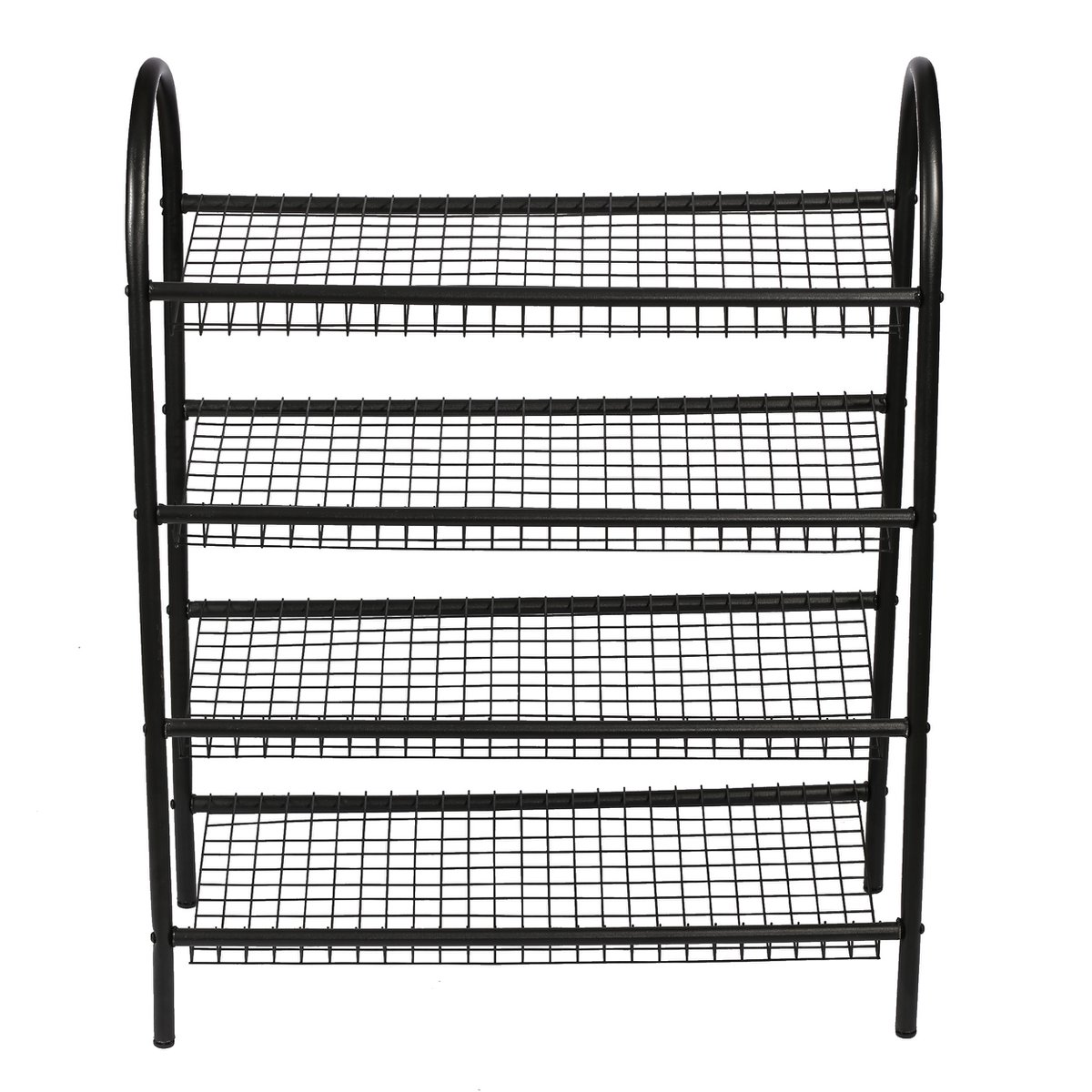 Étagère à chaussures en métal 4 couches de Naturn Living | Meuble à chaussures | Rangement chaussures | Système de stockage | Meuble à chaussures transparent | Organisateur de chaussures | noir mat