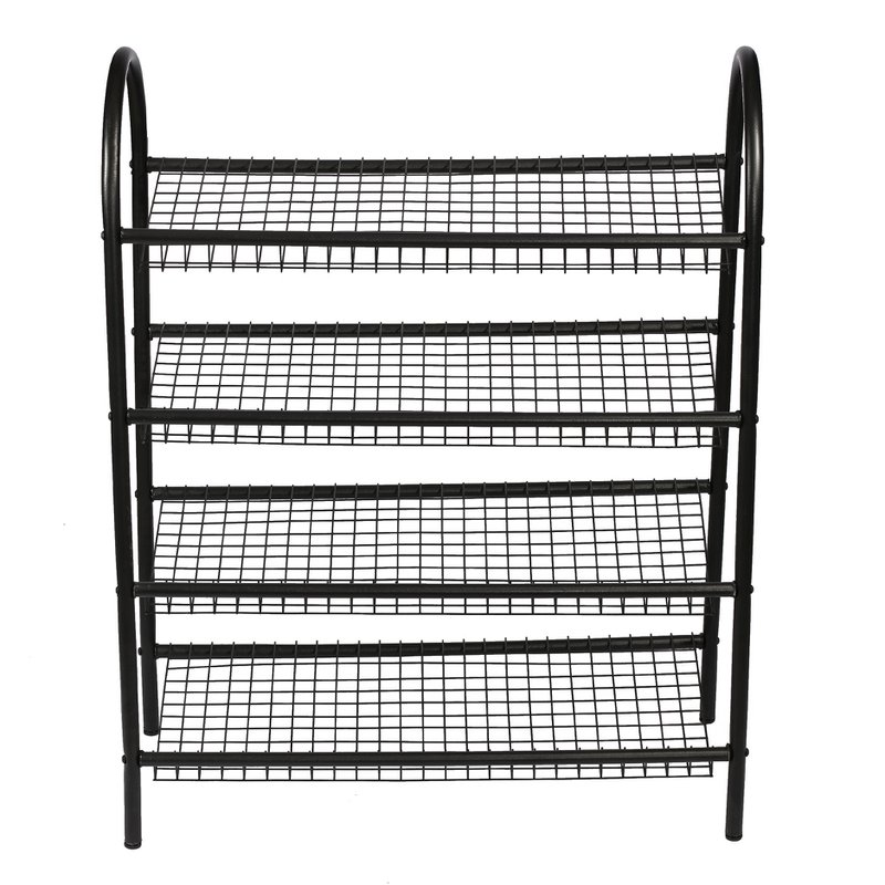 Scarpiera in metallo 4 strati di Naturn Living | Scarpiera | Deposito scarpe | Sistema di archiviazione | Scarpiera trasparente | Organizzatore di scarpe | nero opaco