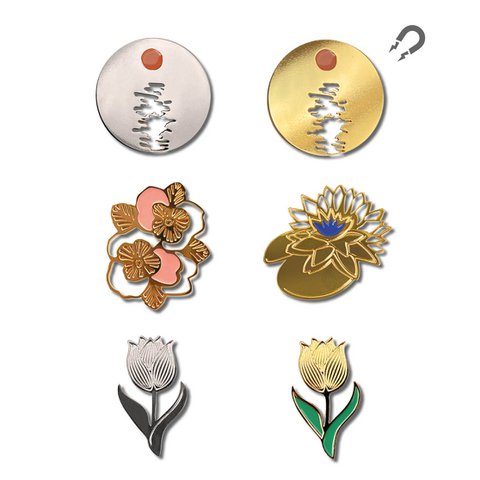 Assortiment de 12 broches magnétiques Claude Monet