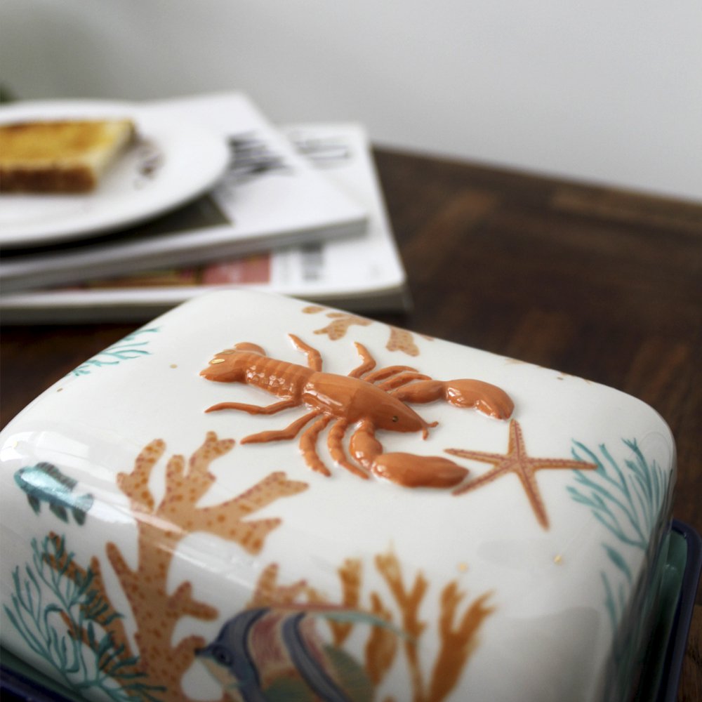 Coral Lobster Butter Dish