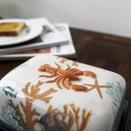 Coral Lobster Butter Dish