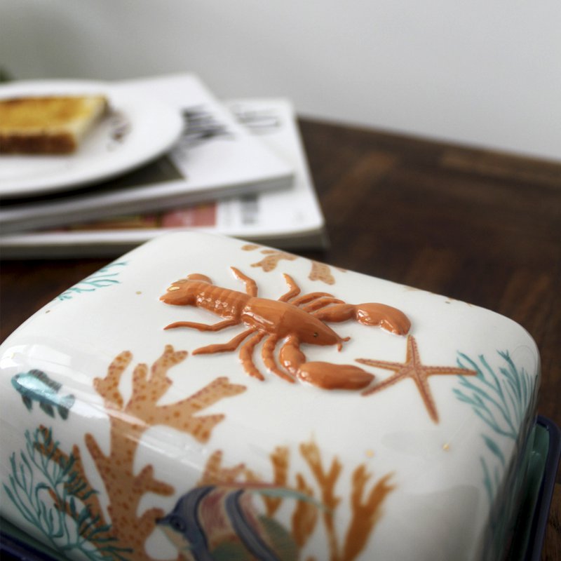 Coral Lobster Butter Dish