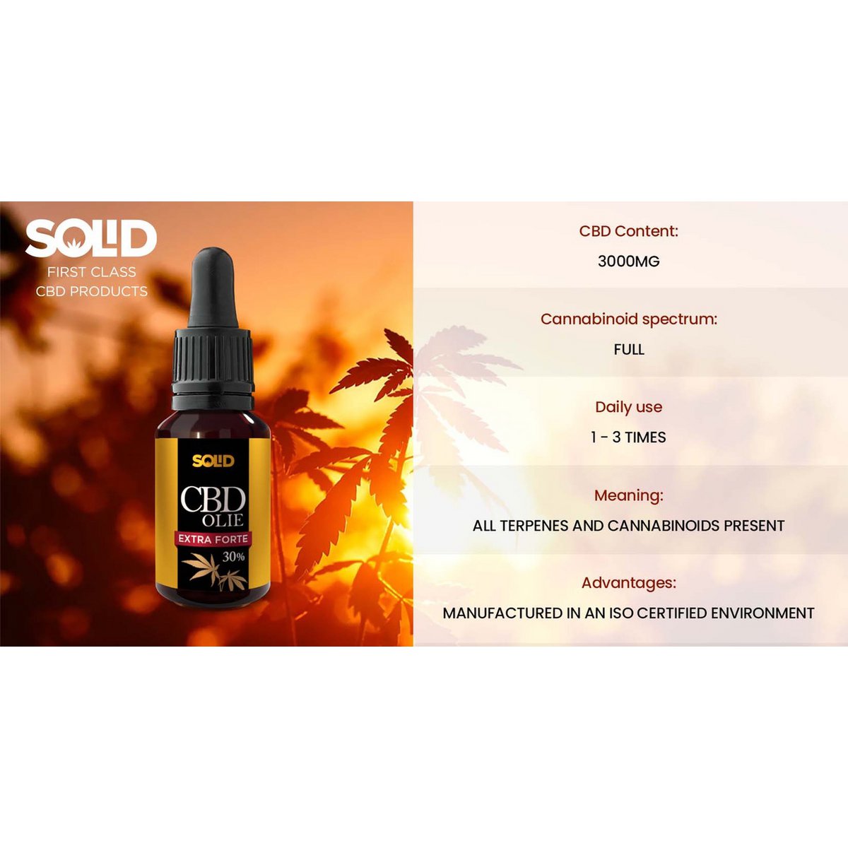 Festes 30 % Premium-Vollspektrum-CBD-Öl - 10 ml