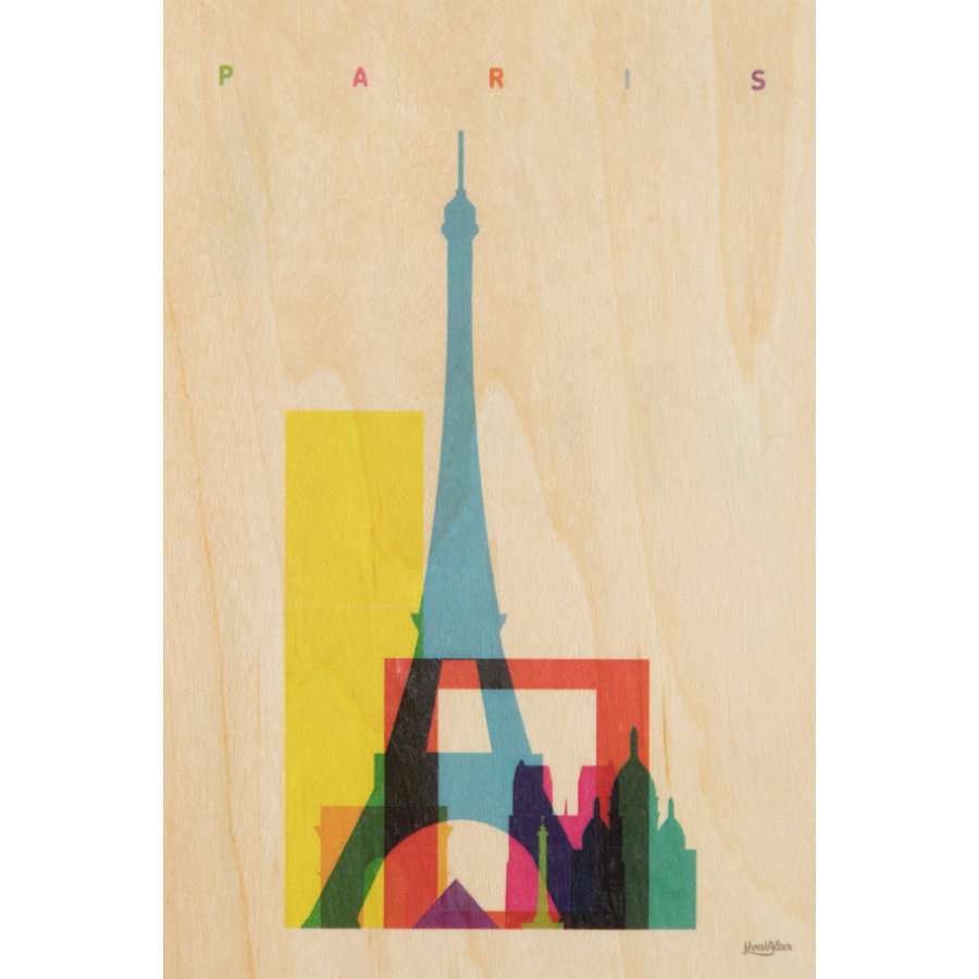 wooden postcard cities paris