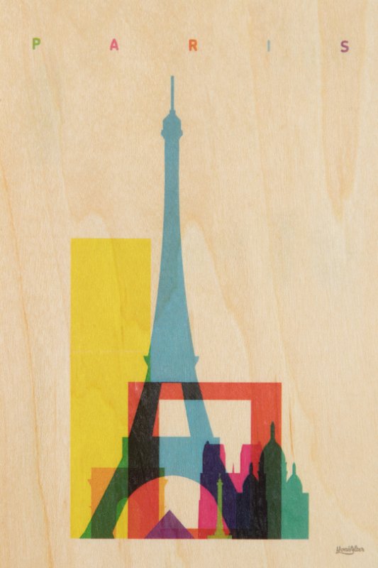 wooden postcard cities paris