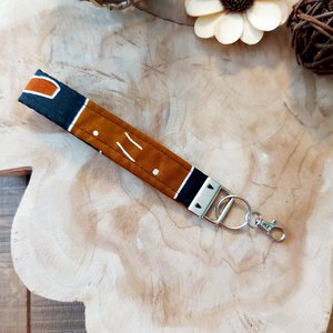 Afrikanischer Druck und Schlüsselanhänger aus Leder | Armband | Schlüsselhalter