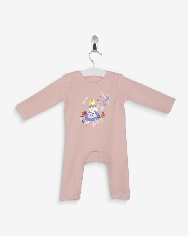 Powder pink pajamas Alice in Wonderland 100% organic cotton certified OEKO-TEX