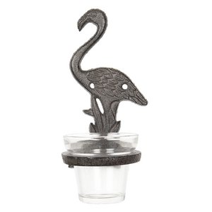 Tealight holder 8x12x19 cm Brown Iron Flamingo Waxinlight holder