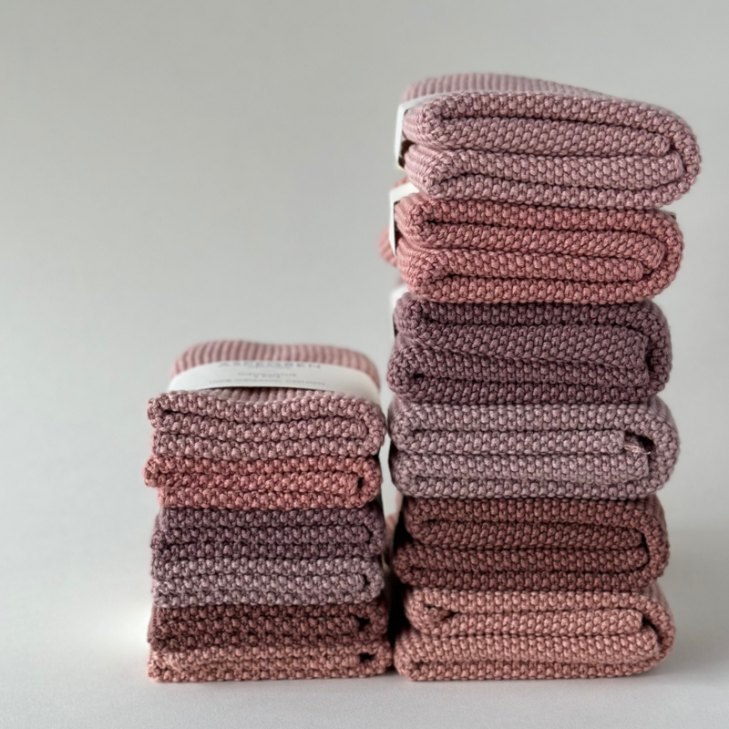 Knitted Kitchen Towel – Solid – Wood Rose