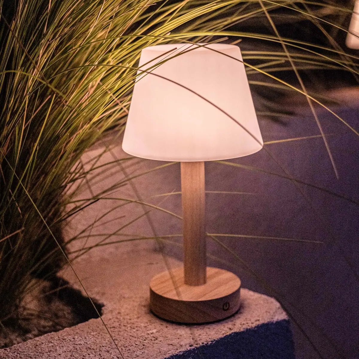 Zoë Light Brown Wooden Rechargeable Table Lamp