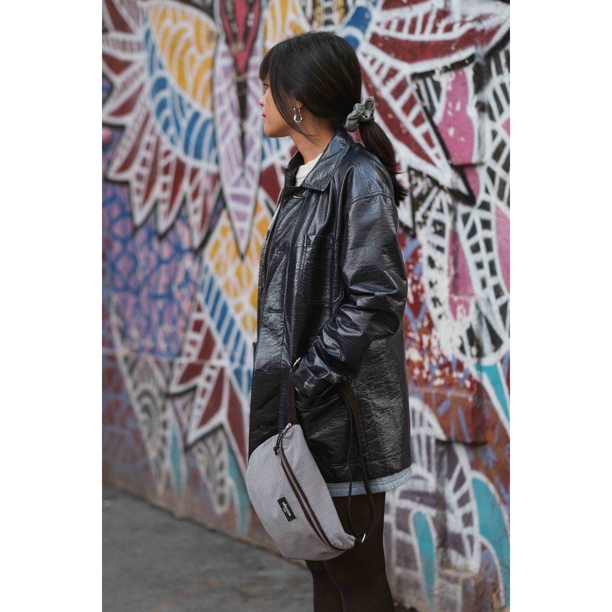 Boston fanny pack - Houndstooth (black and white)