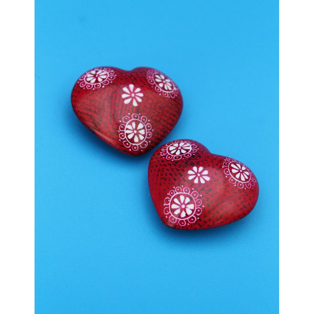 Herz Blume rot - Speckstein