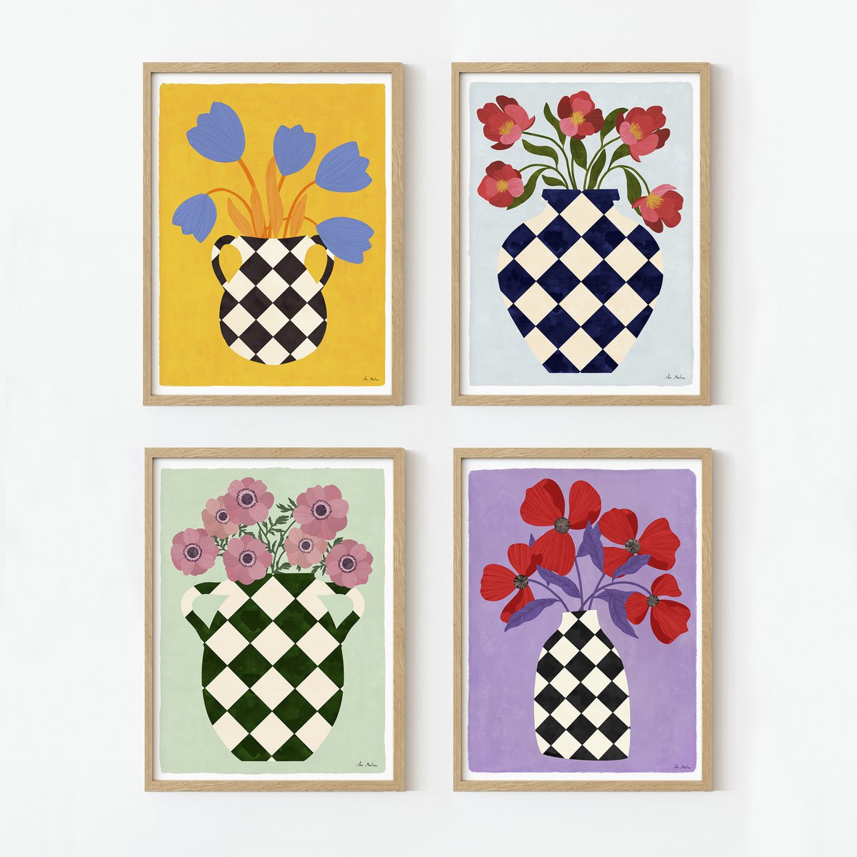 Vase and anemones Art Print