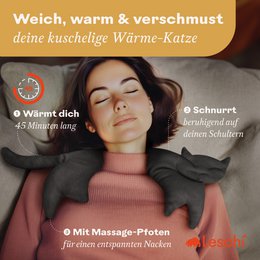Bio-Körnerkissen mikrowellengeeignet, Wärmekissen für Nacken & Schulter, Katze Clara