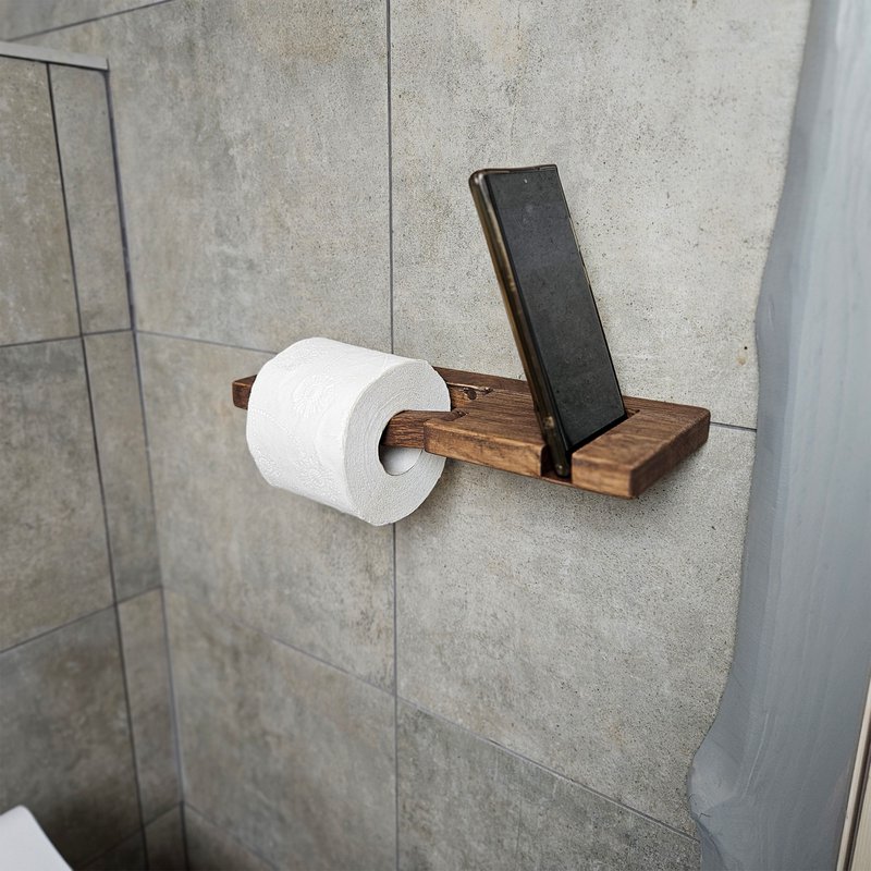 Porta della carta igienica fatta a mano per supporto a parete, organizzatore di bagno ecologico, piccolo casa o camper pronto