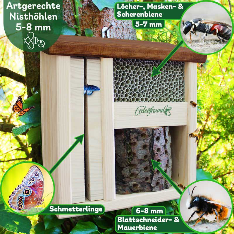 ERDENFREUND® Wildbienenhotel mit Schmetterlingshaus