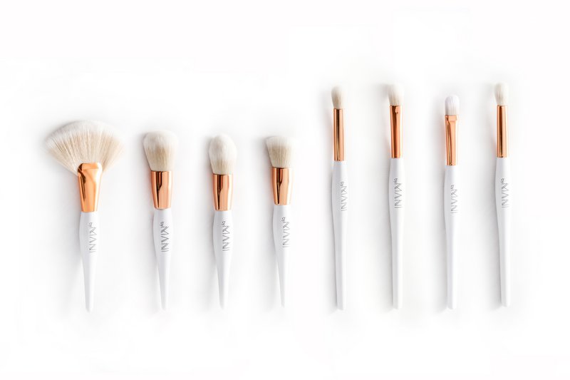 Make-up børstesæt 8-delt professionel hvid UDEN Clutch! (1 sæt)