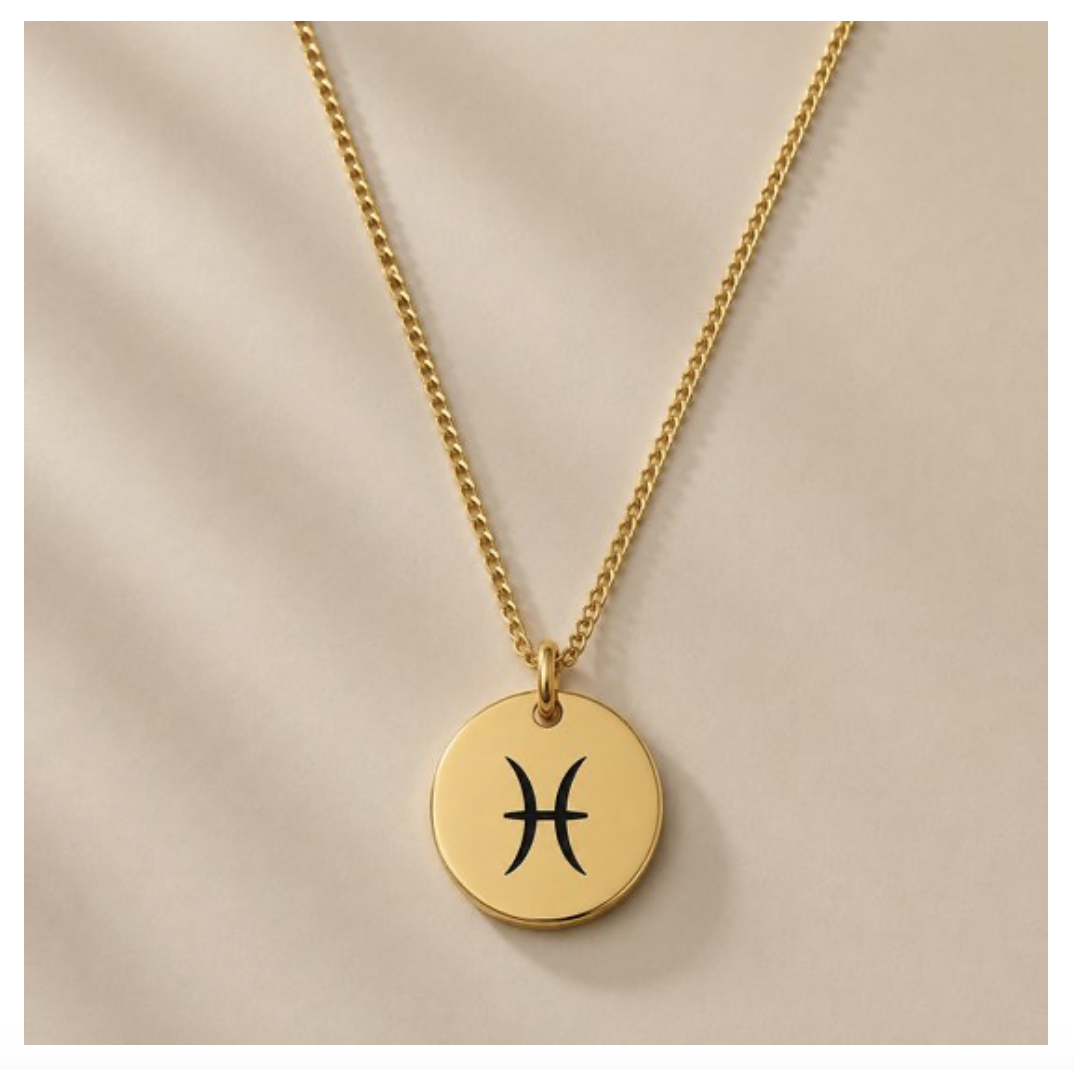 Zodiac Sign Necklace Gold Pisces / Pisces