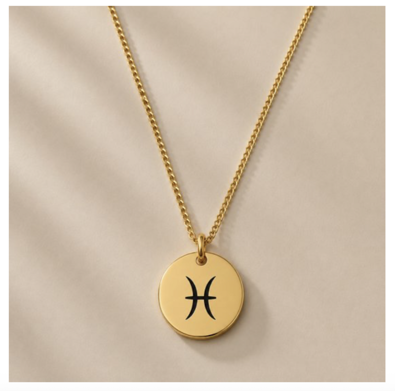 Zodiac Sign Necklace Gold Pisces / Pisces