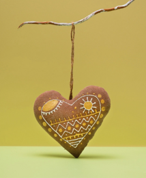 Textile ornament Vanilla and cocoa scented "Coffee heart with birds"