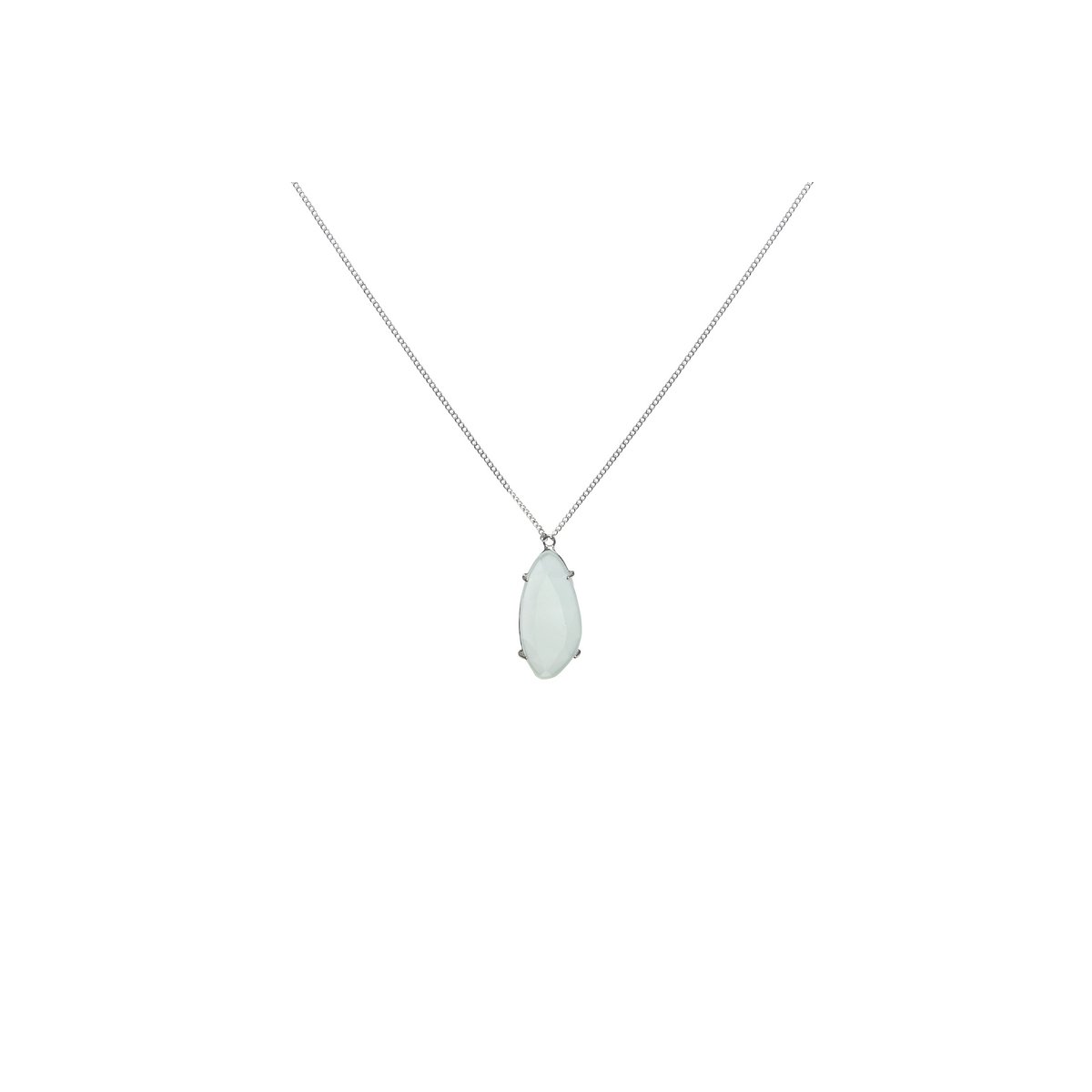 Silver long necklace with green stone | Milky Aqua