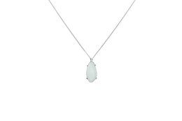 Silver long necklace with green stone | Milky Aqua