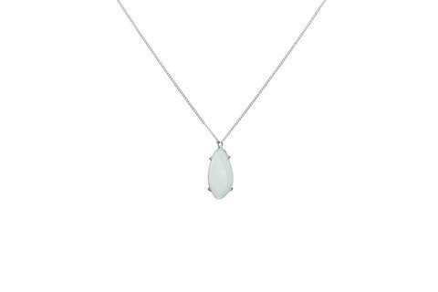 Silver long necklace with green stone | Milky Aqua