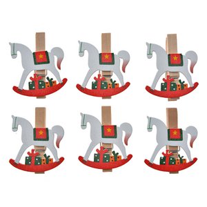 Decorative Pins 4x1x4 cm White Wood Rocking Horse