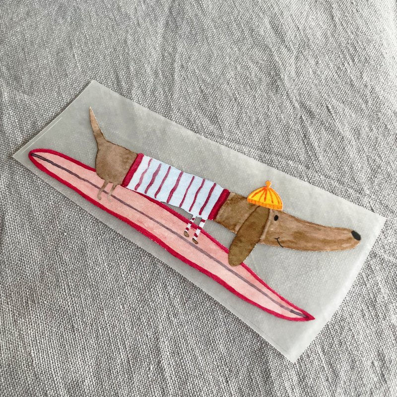 Iron-on patch surf dachshund